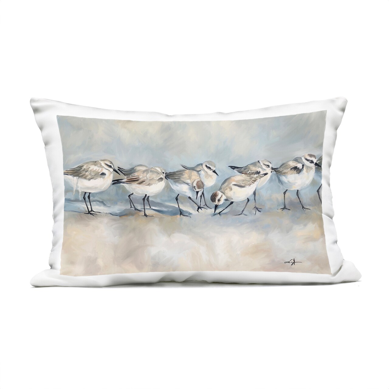 Stupell Industries Shore Birds Lineup on Beach Outdoor Pillow, 14 x 7 x 20